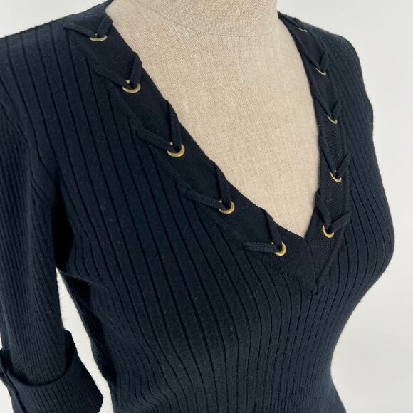 Cache’ black v neck elbow sleeve sweater - Picture 5 of 6